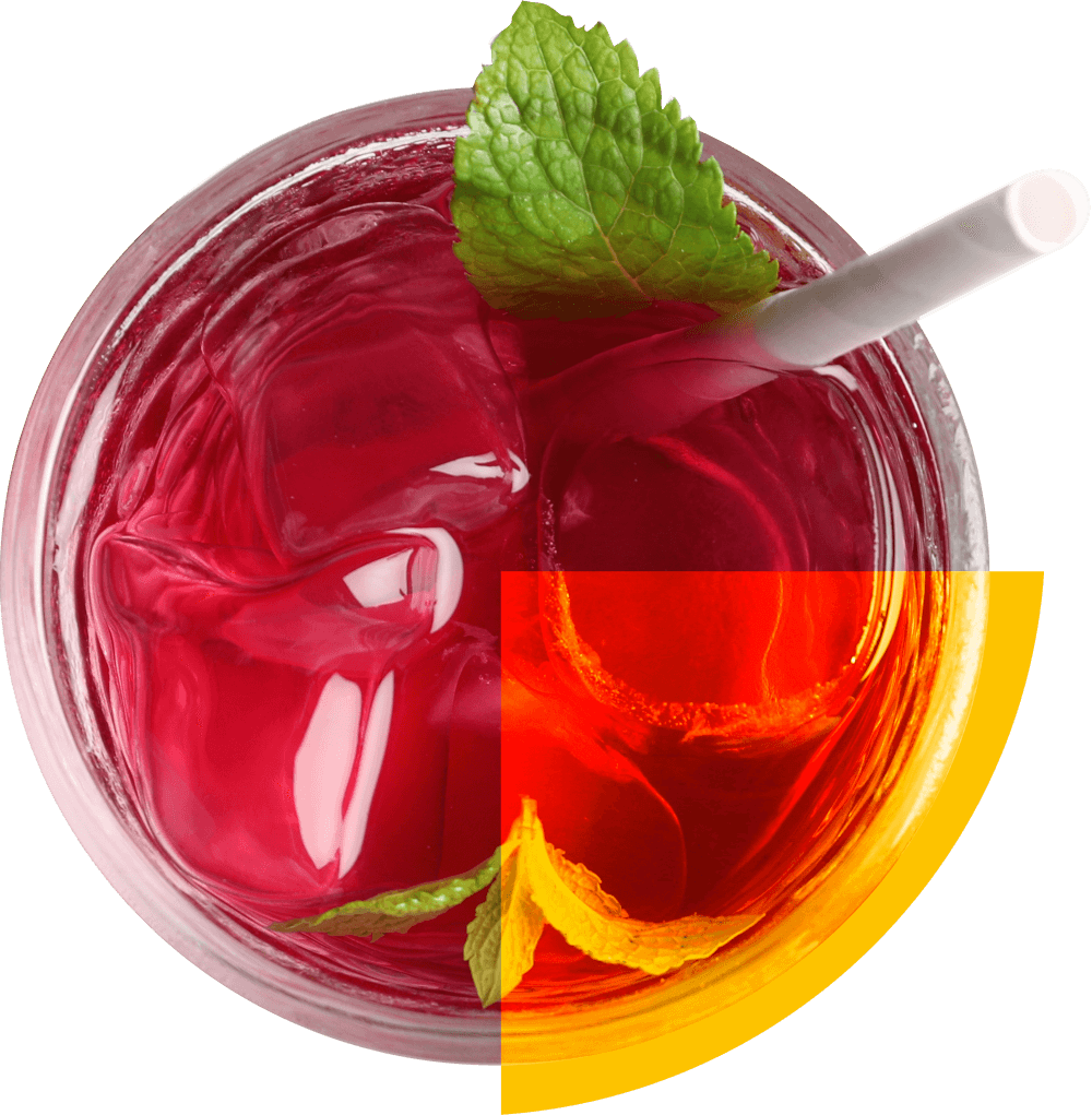 Glas Kirschgetränk von oben