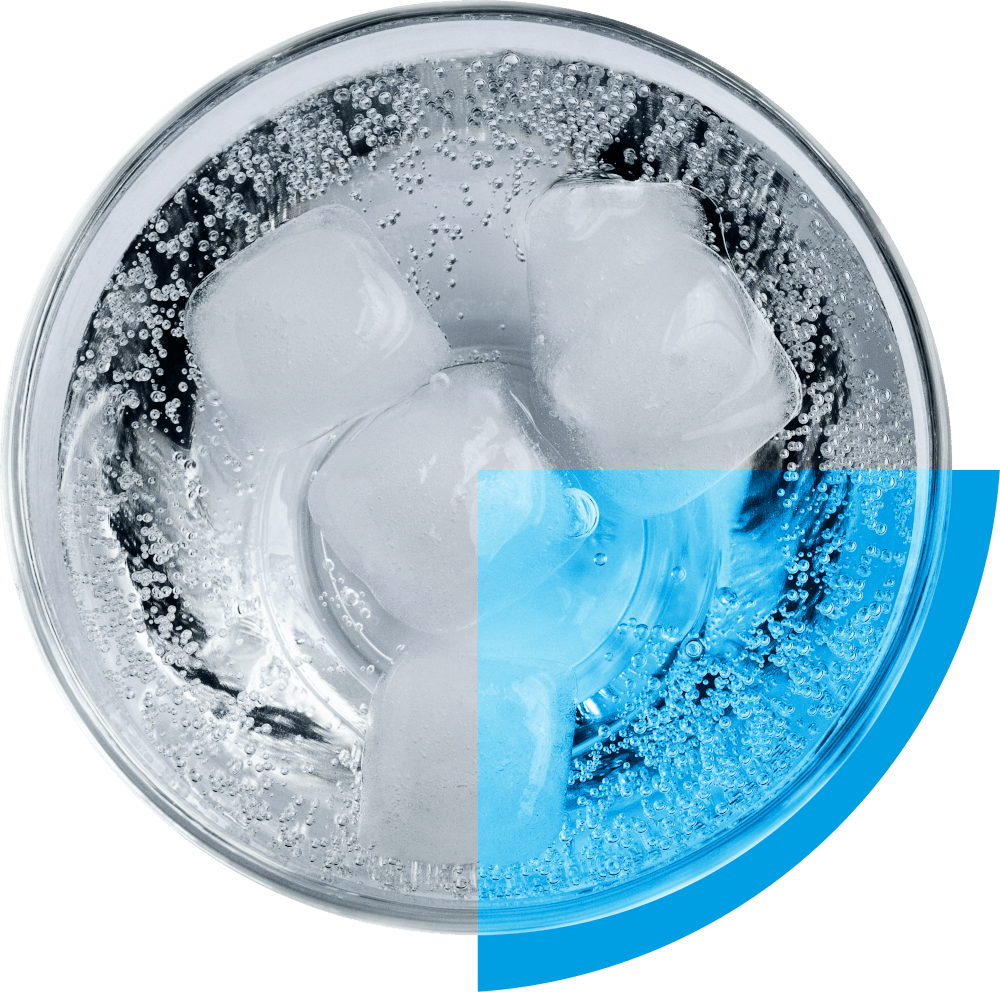 Glas Wasser von oben